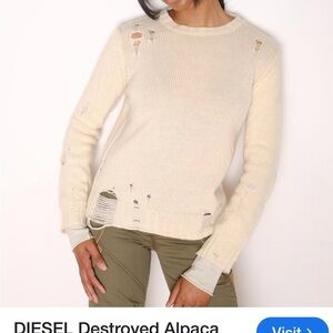 Diesel Distressed alpaca Cream Sweater size medium